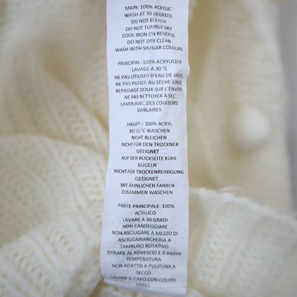 Nasty Gal Ivory Pom Pom Balloon Sleeve Mock Neck Sweater Size Medium - Picture 4 of 6